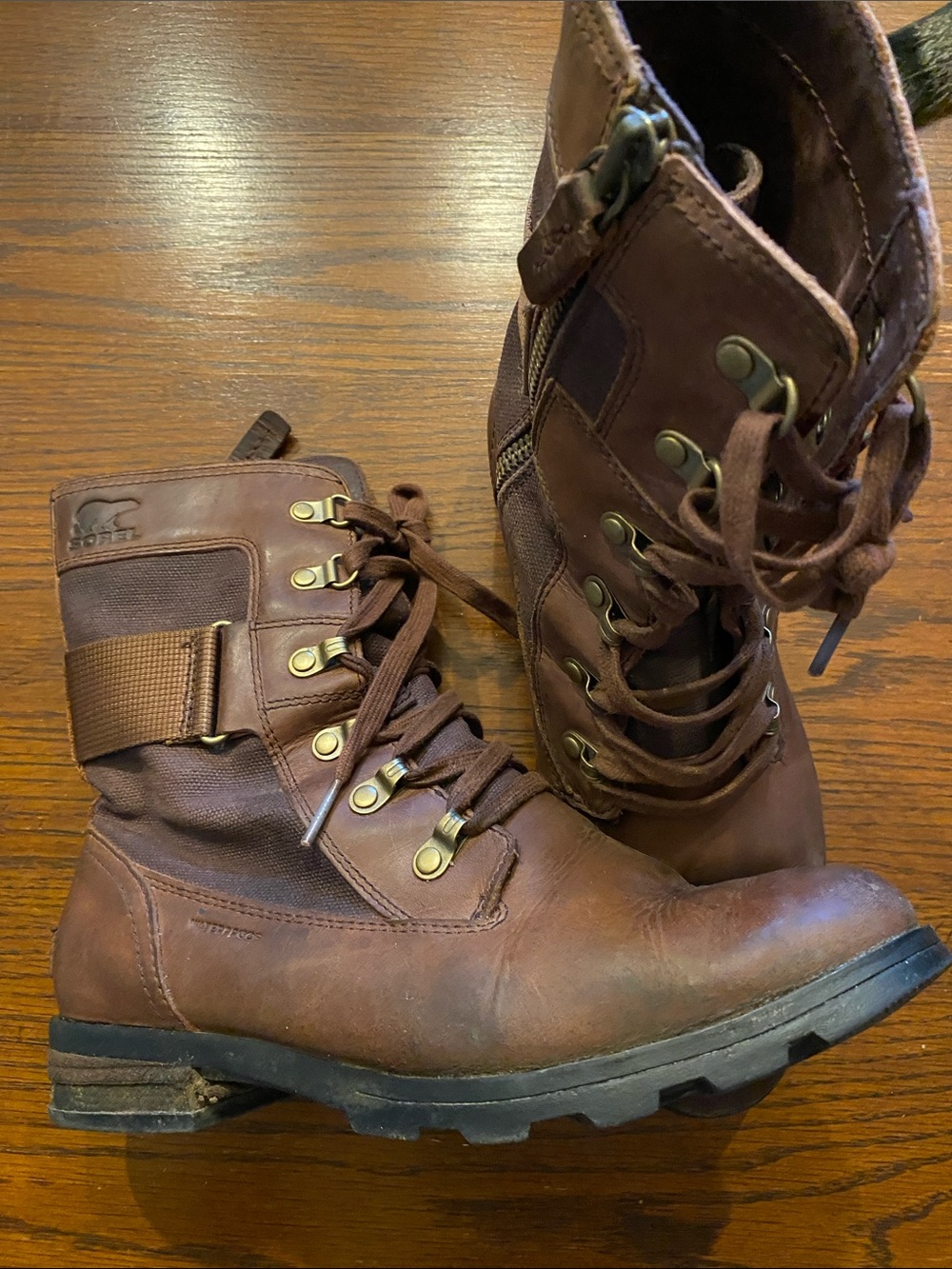 Sorel Brown Leather Lace-Up Tactical Boots